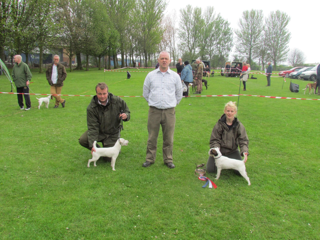 Reserve Best Puppy Richard Dunning with Jay and Champion Puppy Gillian Young with Roz