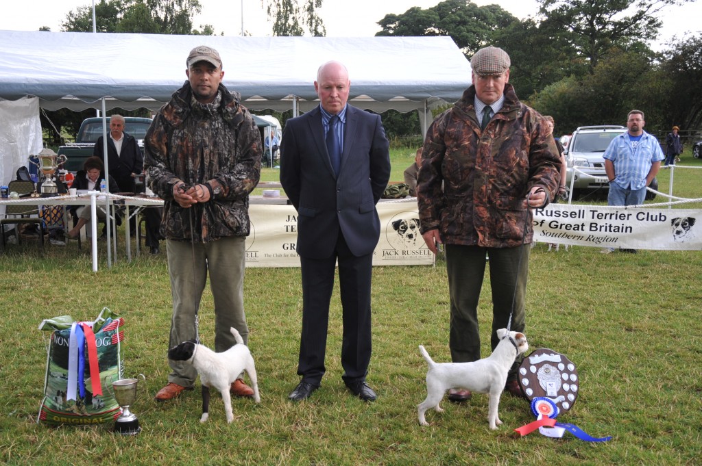 Class 24 Best 10" - 12 1/2" Jack Russell Terrier | Champion Kingsway Coffee - J. DeWinter (left) & Reserve Hastings Storm of Radbourne - K. Allen